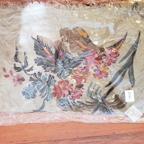 OS janice Khaki Floral Scarf - Picture 5 of 8